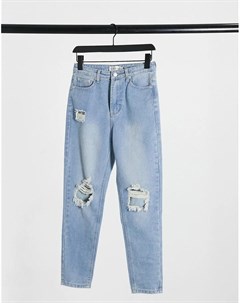 Укороченные джинсы с рваной отделкой голубого цвета x Jac Jossa In the style
