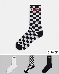Набор из 3 пар носков белого и черного цвета в шахматную клетку Classic Vans
