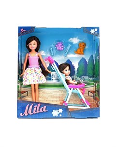 Кукла Мила с куклой Вики в коляске и собачкой 23см 12см Funky toys