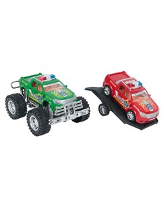 Игровой набор Машина с прицепом и автомобилем красная зеленая Игруша