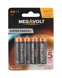 Батарейки Алкалиновые AA LR6 4 шт Megavolt
