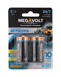 Батарейки Алкалиновые C LR14 2 шт Megavolt