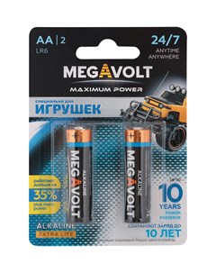 Батарейки Алкалиновые AA LR6 2 шт Megavolt