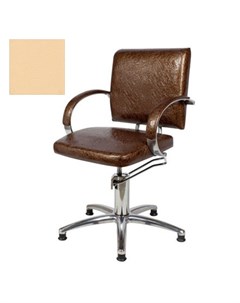 Кресло парикмахерское Калибра люкс гидравлическое хромированное светло бежевое Medison