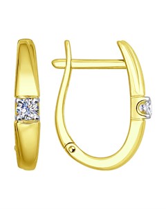 Серьги из желтого золота с бриллиантами Sokolov diamonds