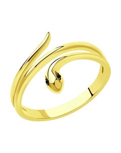 Кольцо из желтого золота с черными облагороженными бриллиантами Sokolov
