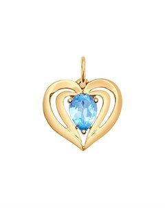 Подвеска в форме сердца из золота с голубым топазом Sokolov