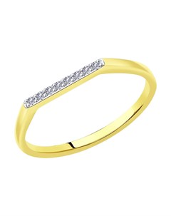 Кольцо из желтого золота с родированием с бриллиантами Swarovski иск Sklv