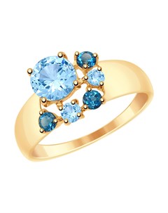 Кольцо из золота с голубыми и синими топазами Sokolov