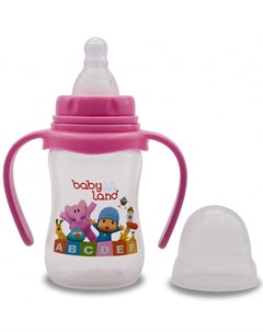 Бутылочка для кормления с ручками Baby Land с узким горлышком и силиконовой соской цвета в ассорт 15 Mepsi