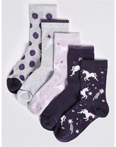 Носки для девочки с принтом Единорог 5 шт Marks & spencer