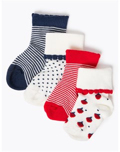 Носки из хлопка в ассортименте цветов для новорожденного 4 шт Marks & spencer