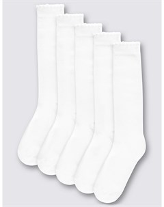 Однотонные хлопковые носки Freshfeet с фигурной отделкой 5 пар Marks & spencer