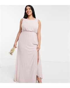 Розовое платье макси с драпировкой bridesmaid Tfnc plus