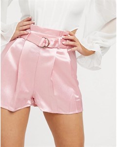 Розовые атласные строгие шорты The girlcode