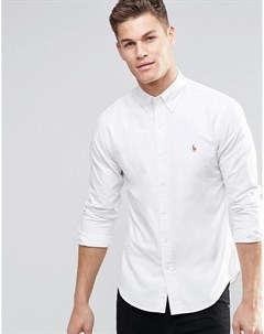Белая оксфордская рубашка слим Polo ralph lauren