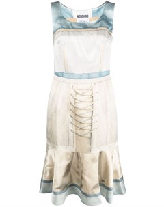 Платье мини с баской и графичным принтом Moschino