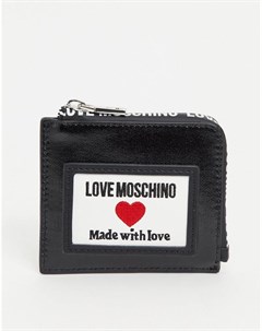 Блестящий парусиновый кошелек черного цвета Love moschino