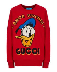 Красный свитшот с принтом Donald Duck Gucci