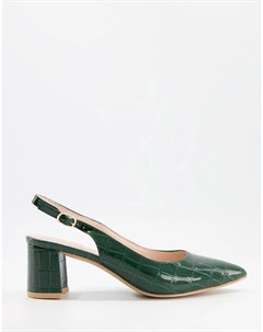 Зеленые туфли на каблуке из искусственной кожи под крокодила Rublina Raid