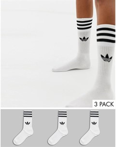 3 пары белых носков с логотипом трилистником Adidas originals