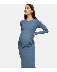 Платье миди цвета индиго со сборками по бокам Topshop maternity