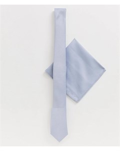 Голубой фактурный галстук и платок паше Asos design