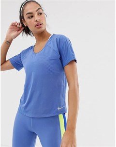 Синяя футболка с вырезом сзади Nike running
