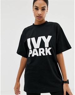 Черная oversize футболка с логотипом Ivy park