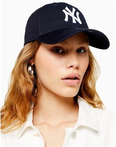 Темно синяя кепка с принтом NY New Era Topshop