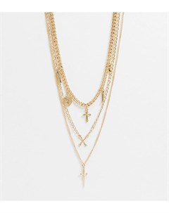 Золотистое ожерелье в несколько рядов с подвесками в виде кинжала и костей inspired Reclaimed vintage