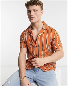 Оранжевая рубашка в полоску с короткими рукавами Another influence