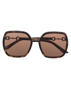 Солнцезащитные очки в массивной оправе с декором Horsebit Gucci eyewear