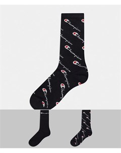Набор из 2 пар черных носков с логотипом Champion