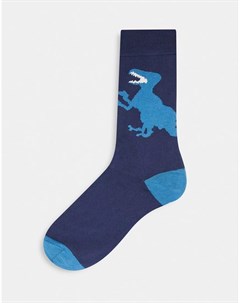 Темно синие носки с большим принтом динозавра Paul smith