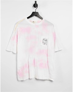Розовая oversized футболка с принтом тай дай Rough Waves Billabong