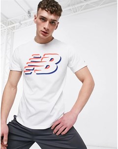 Белая рубашка с графическим логотипом из технологичной ткани Running New balance