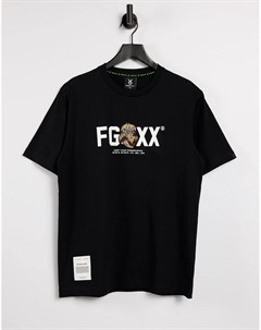 Черная футболка с крупным принтом логотипа Fingercroxx