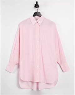 Поплиновая рубашка в стиле oversized розового цвета в полоску Stradivarius