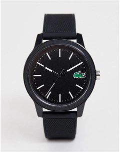 Черные часы с силиконовым ремешком 12 12 Lacoste