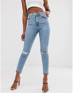 Рваные зауженные джинсы в винтажном стиле с завышенной талией Farleigh Asos design