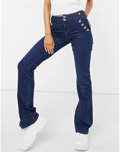Темно синие расклешенные джинсы с пуговицами Morgan