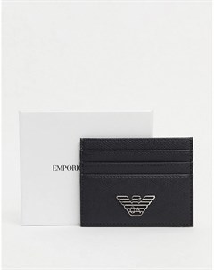 Черный кошелек для пластиковых карт с логотипом орлом Emporio armani