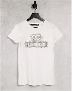 Белая футболка с логотипом Love moschino