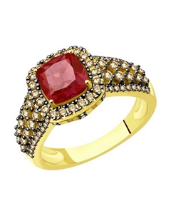 Кольцо из желтого золота с бриллиантами и рубином Sokolov diamonds