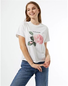 Белая футболка с надписью la vie est belle Miss selfridge