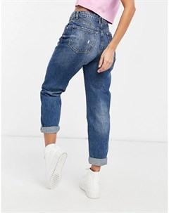 Синие джинсы в винтажном стиле Bershka