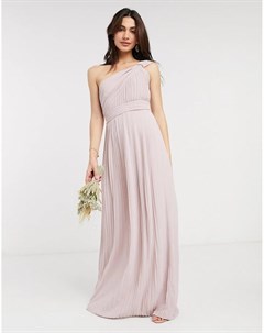 Розовое платье макси на одно плечо bridesmaid Tfnc