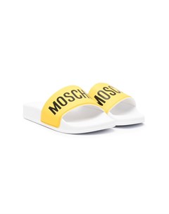 Шлепанцы с открытым носком и логотипом Moschino kids