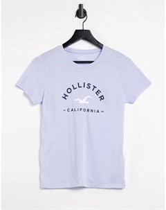 Синяя футболка с логотипом на груди Hollister